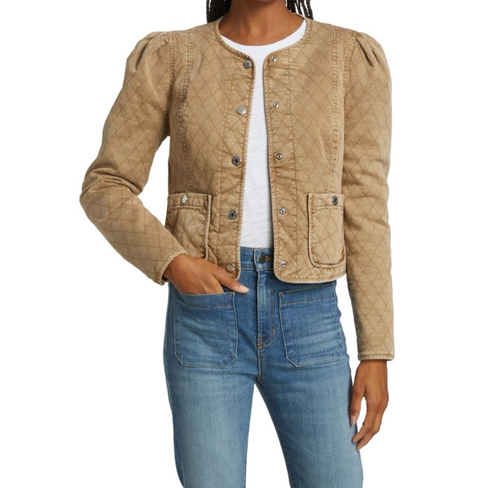 Veronica Beard Tan Quilted Utility Jacket